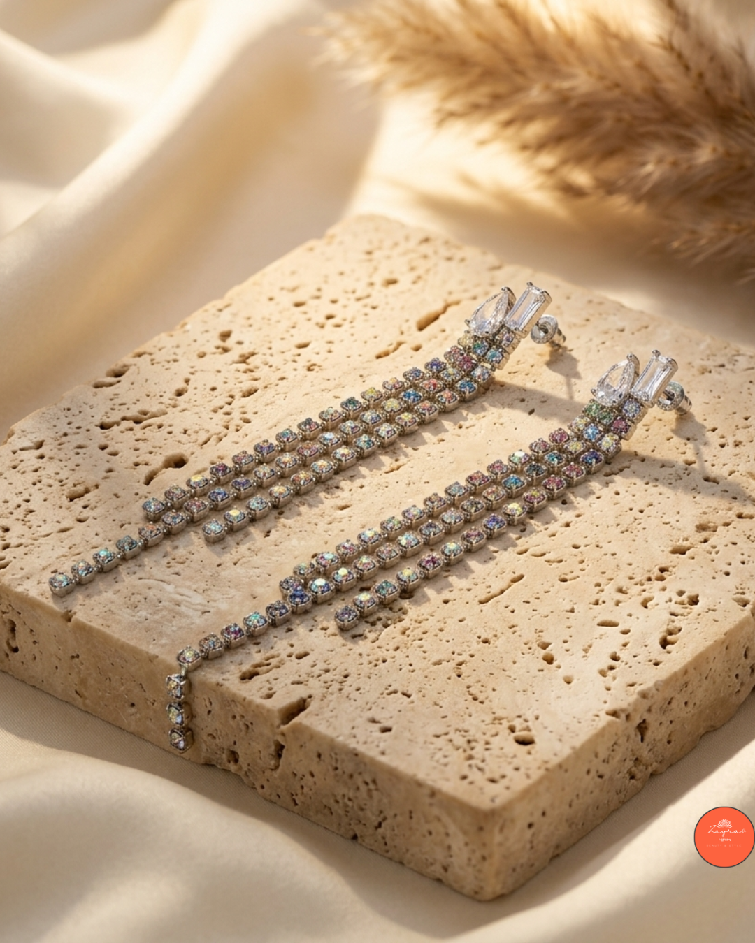 Multi-Chain Rhinestone Tassel Drop Earrings