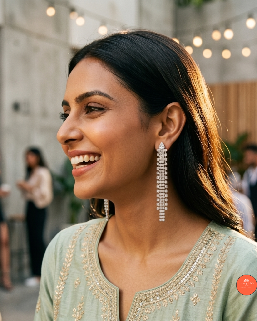 Platinum-Tone Diamond-Cut Stud Tassel Earrings
