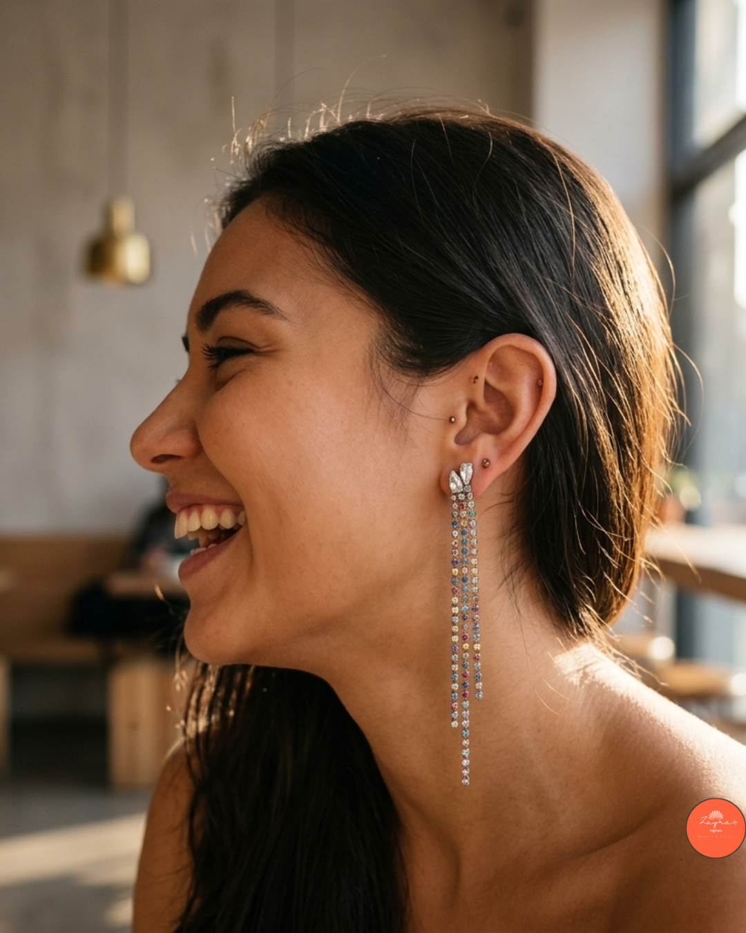 Multi-Chain Rhinestone Tassel Drop Earrings