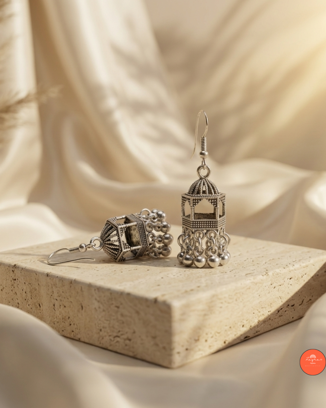 Oxidised Silver Mini Jhumka Lantern Earrings