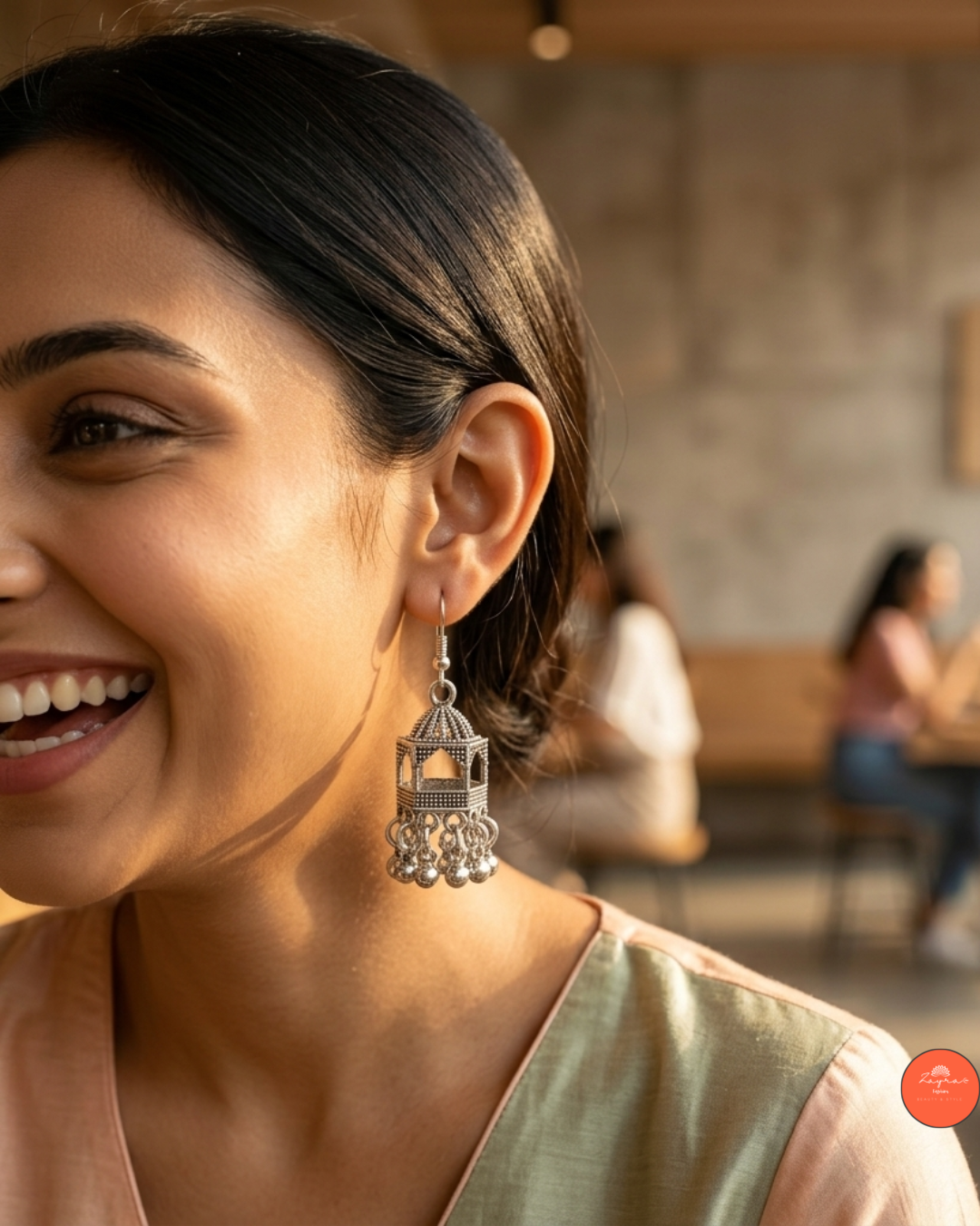 Oxidised Silver Mini Jhumka Lantern Earrings
