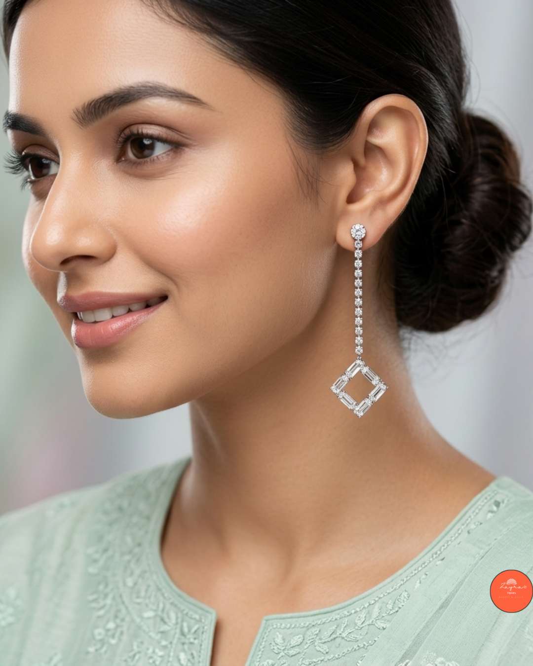 Dazzling Baguette Diamond Dangling Earrings