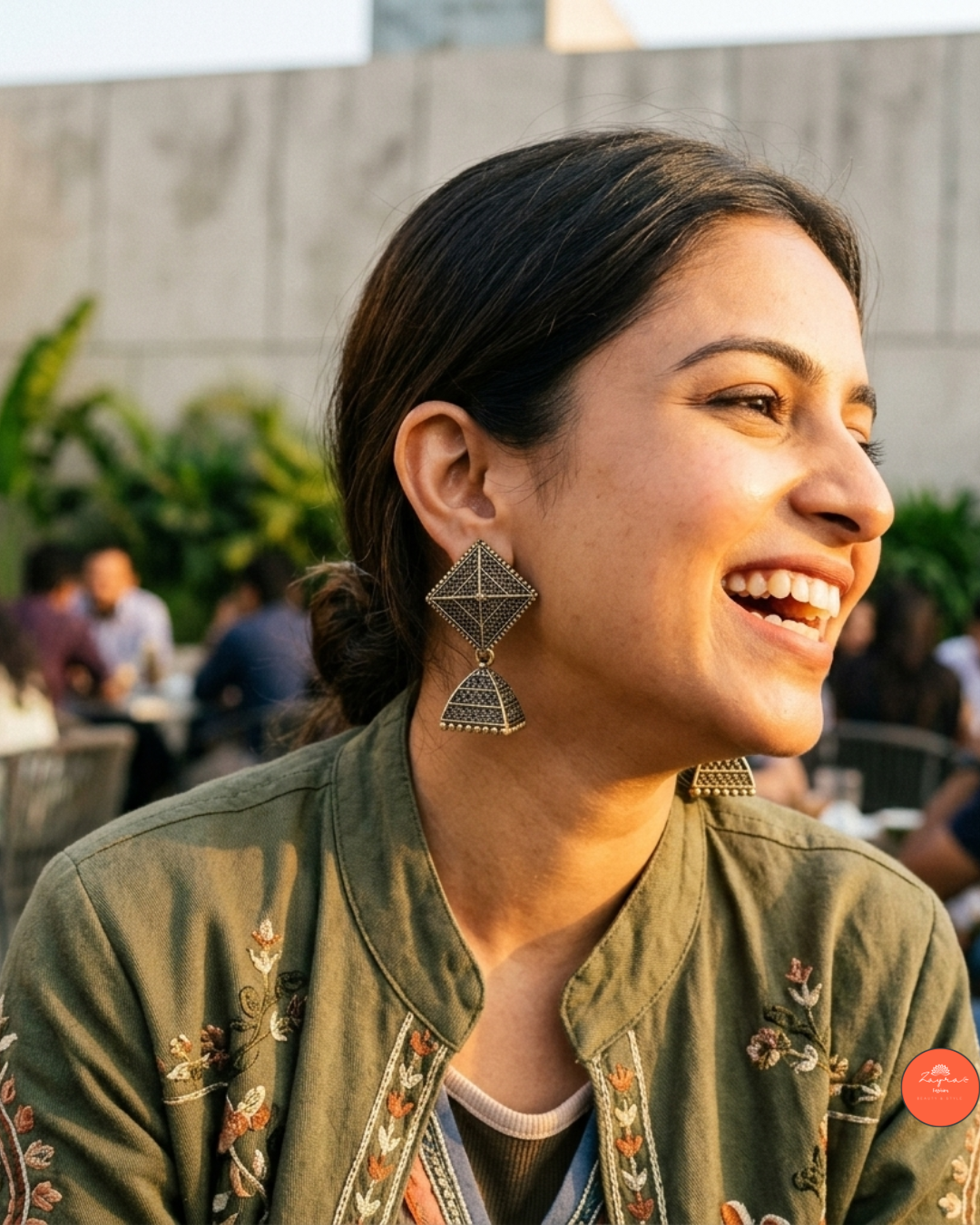 Antique Gold Pyramid Drop Earrings
