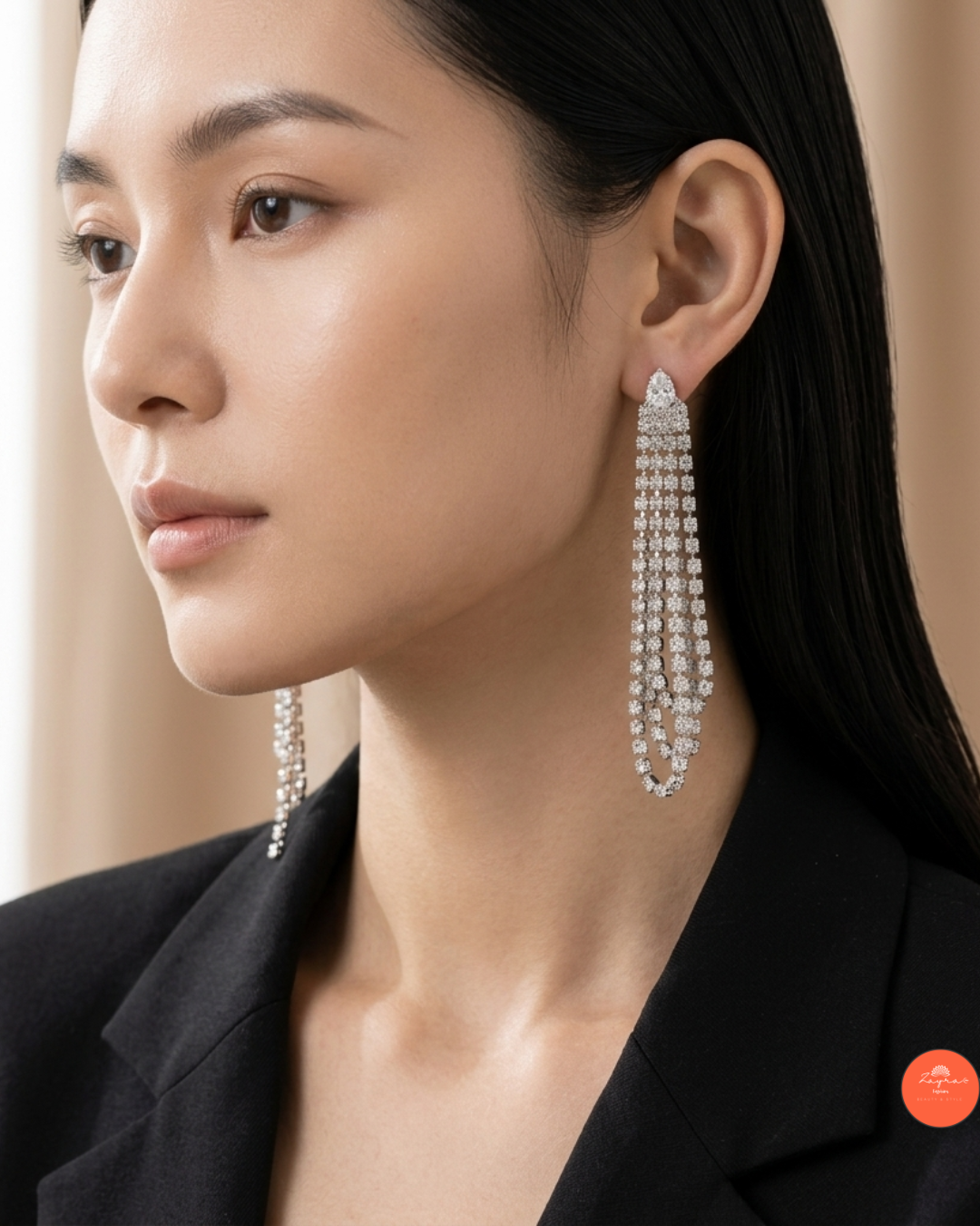Silver Tone Fringe Waterfall Earrings