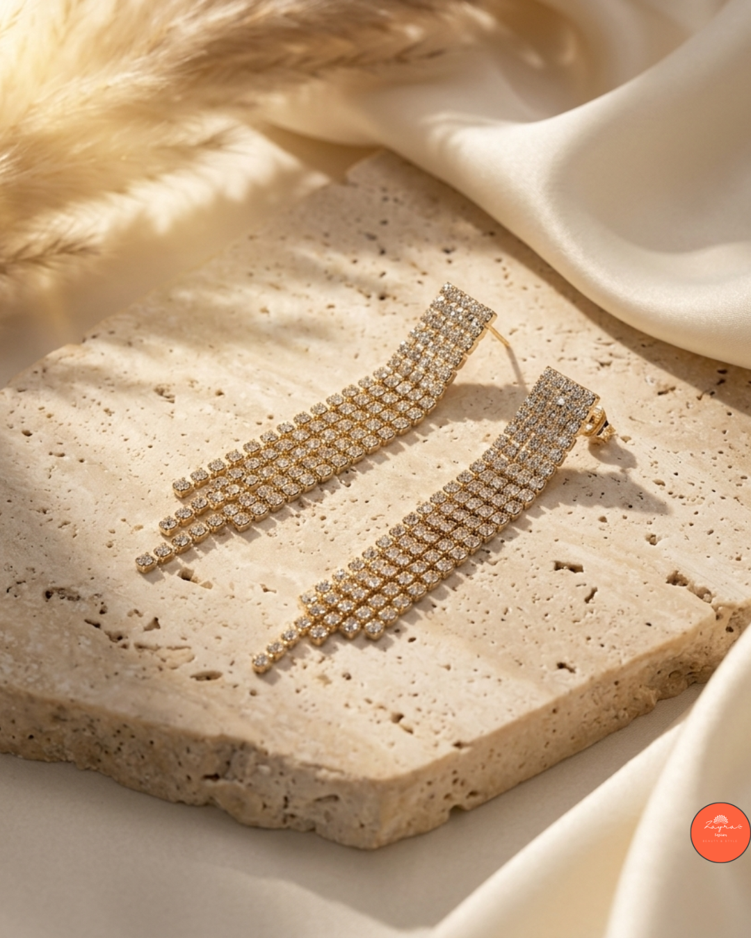 Gold-Plated Waterfall Tassel Earrings